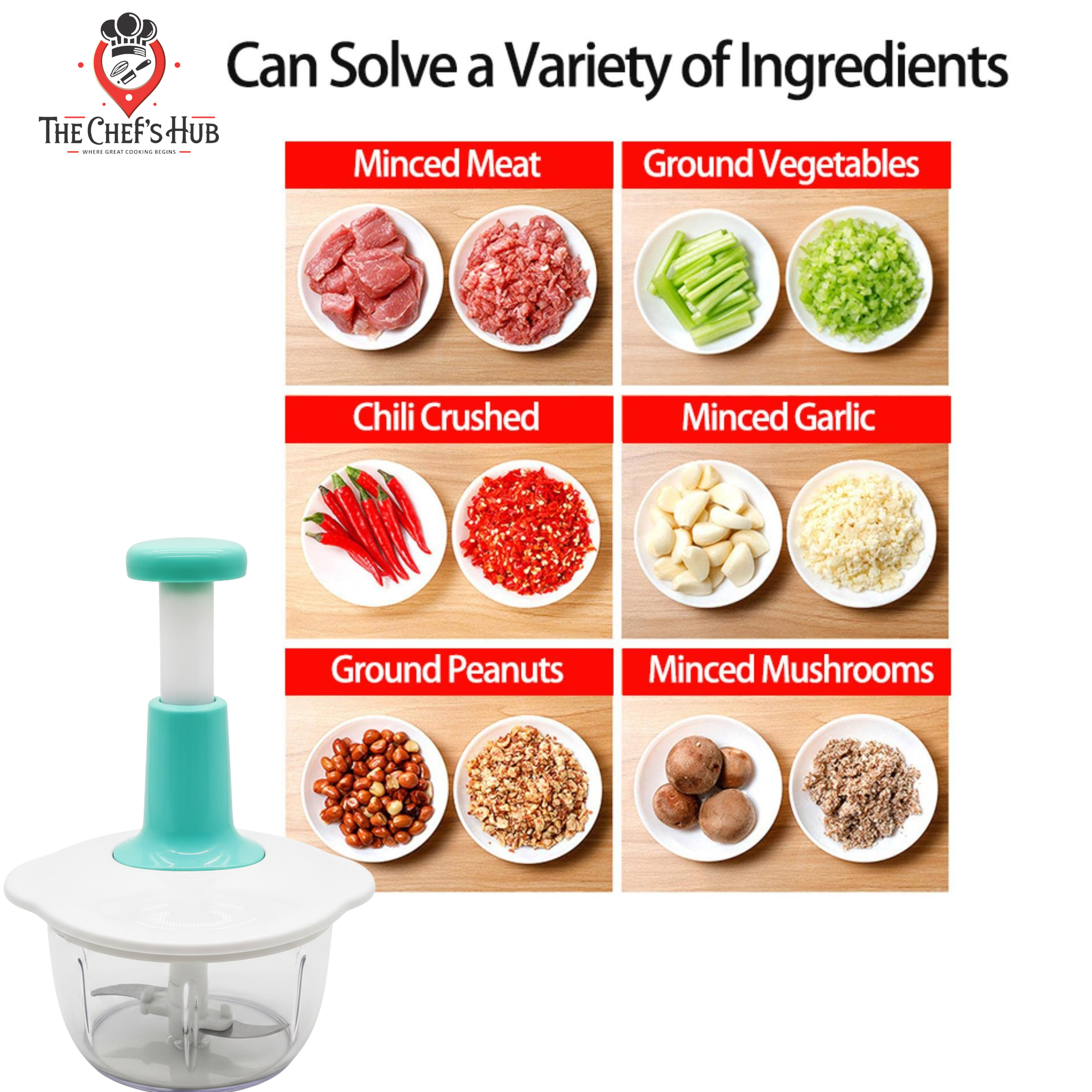 2 Litre Capacity Hand Press Food Chopper-Manual Vegetable Chopper