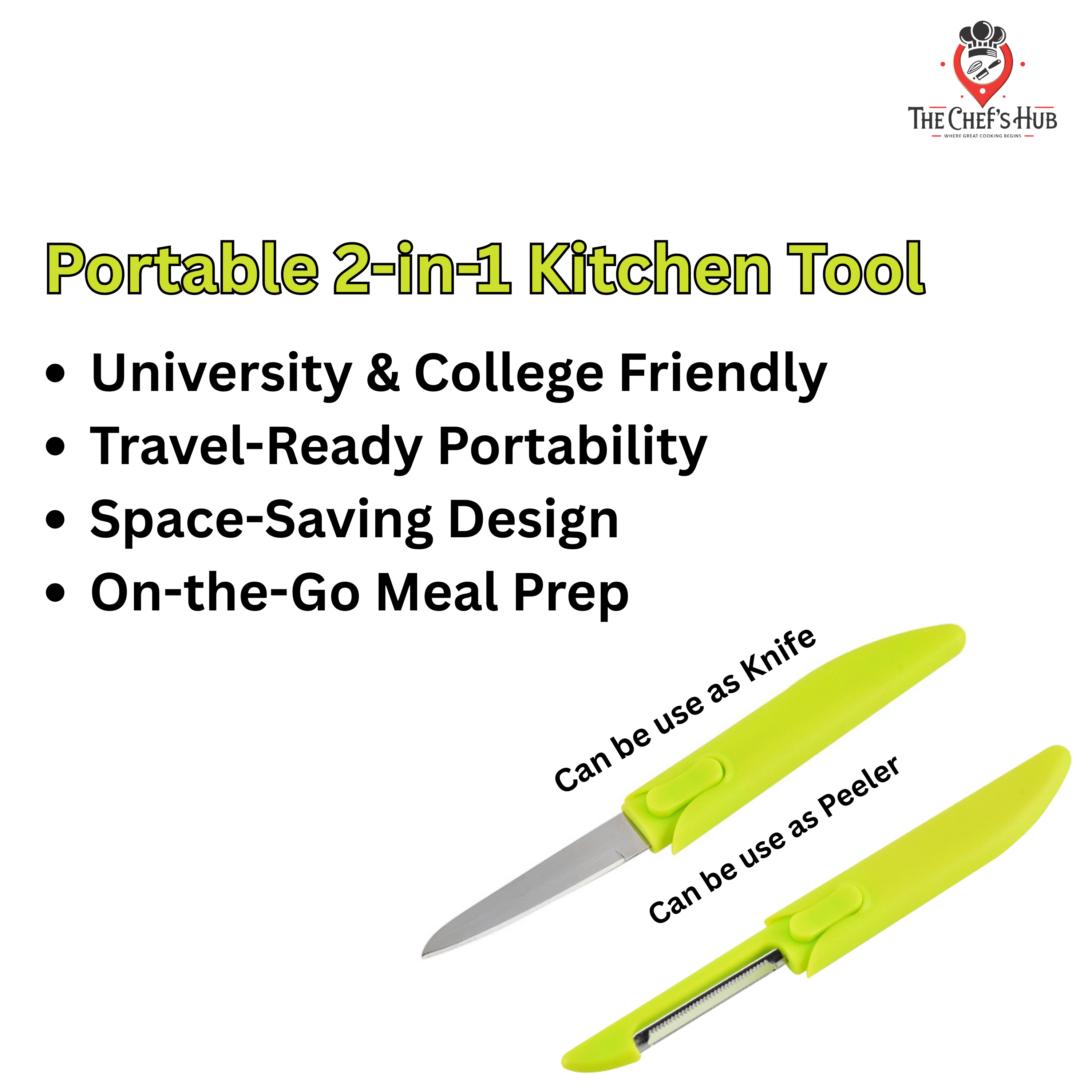 Multi-Purpose Stainless Steel 2-in-1 Vegetable Peeler & Paring Knife Set (With Safety Cover)