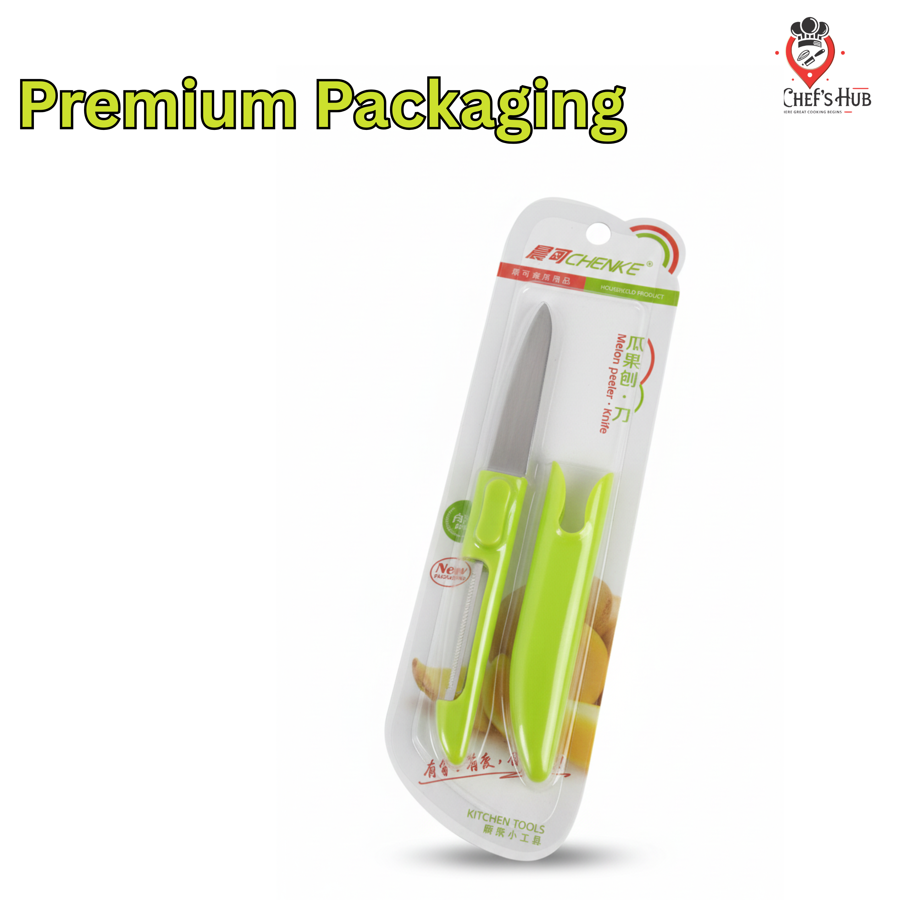 Multi-Purpose Stainless Steel 2-in-1 Vegetable Peeler & Paring Knife Set (With Safety Cover)