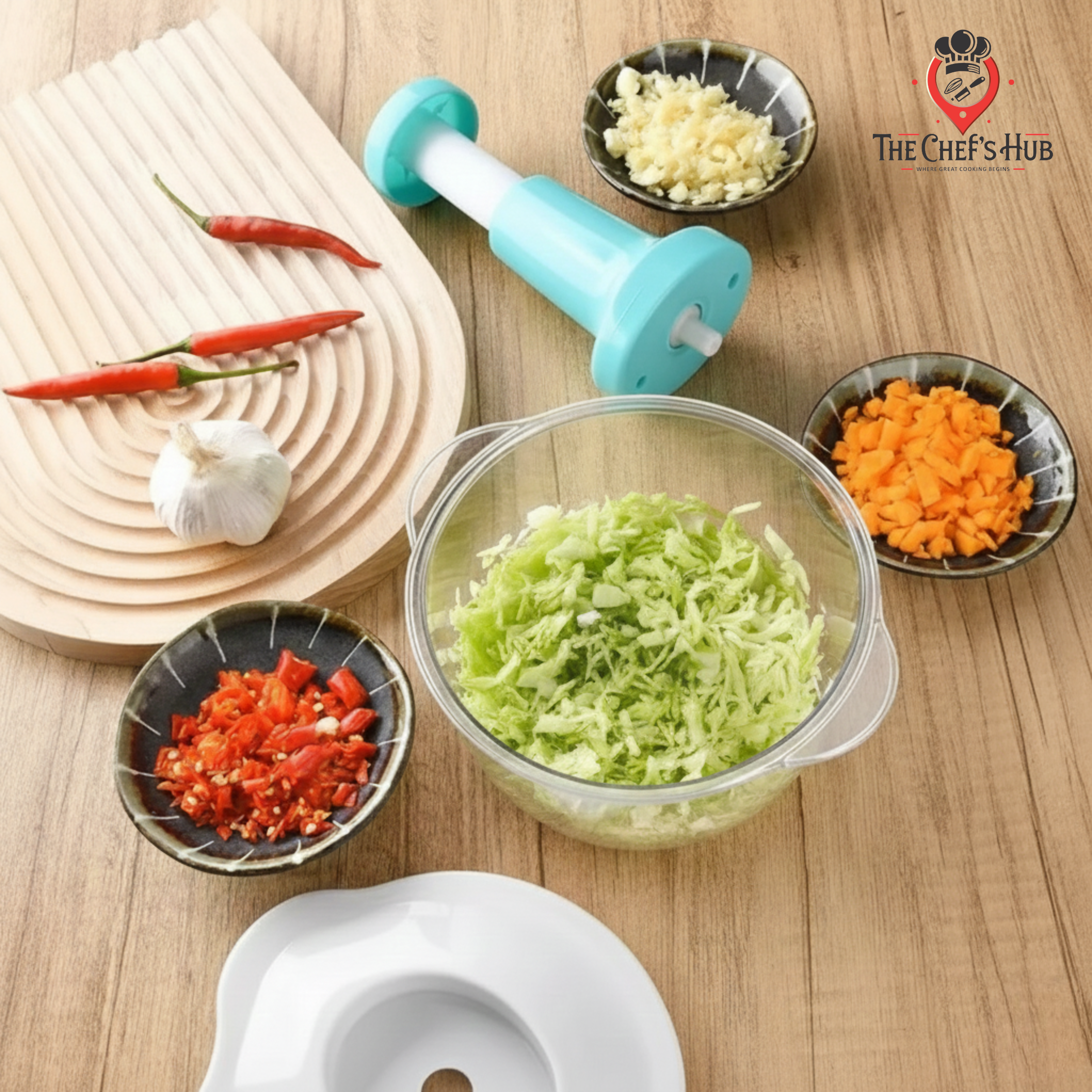 2 Litre Capacity Hand Press Food Chopper-Manual Vegetable Chopper