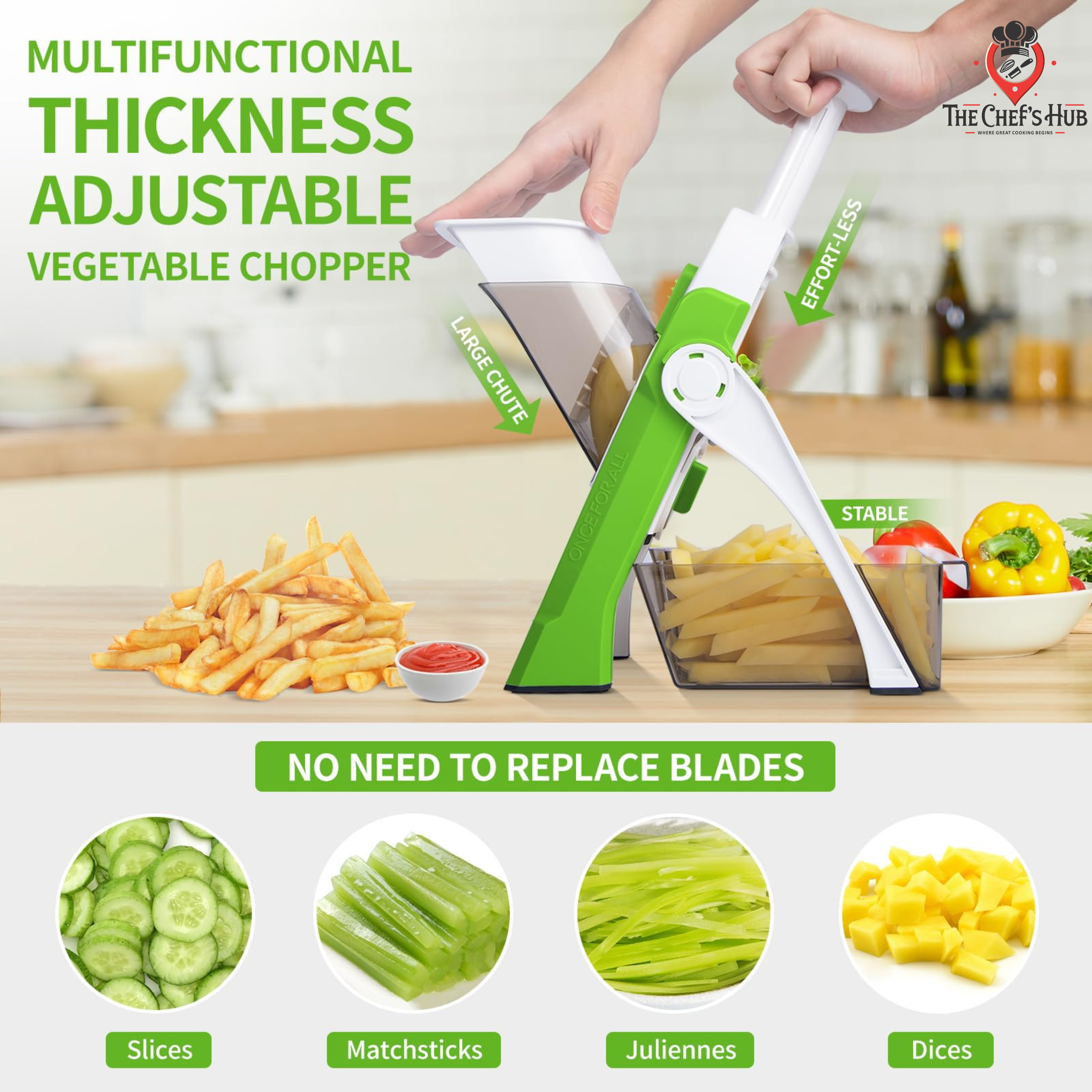 Safe Mandoline Vegetable Slicer with Container | 30+ Cuts Hand-Protect Design