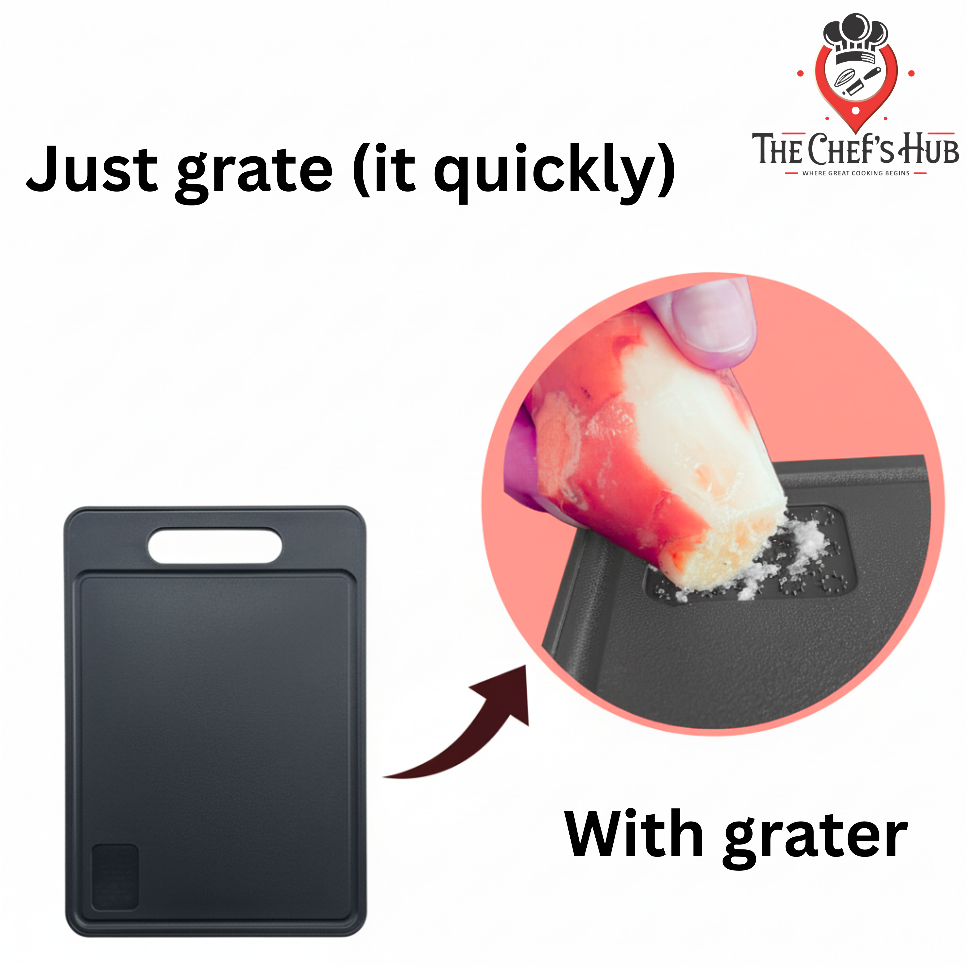 Premium Black Multifunctional Cutting Board – Non-Slip, Double-Sided, Grater Included, Juice Groove, Antibacterial, Dishwasher Safe