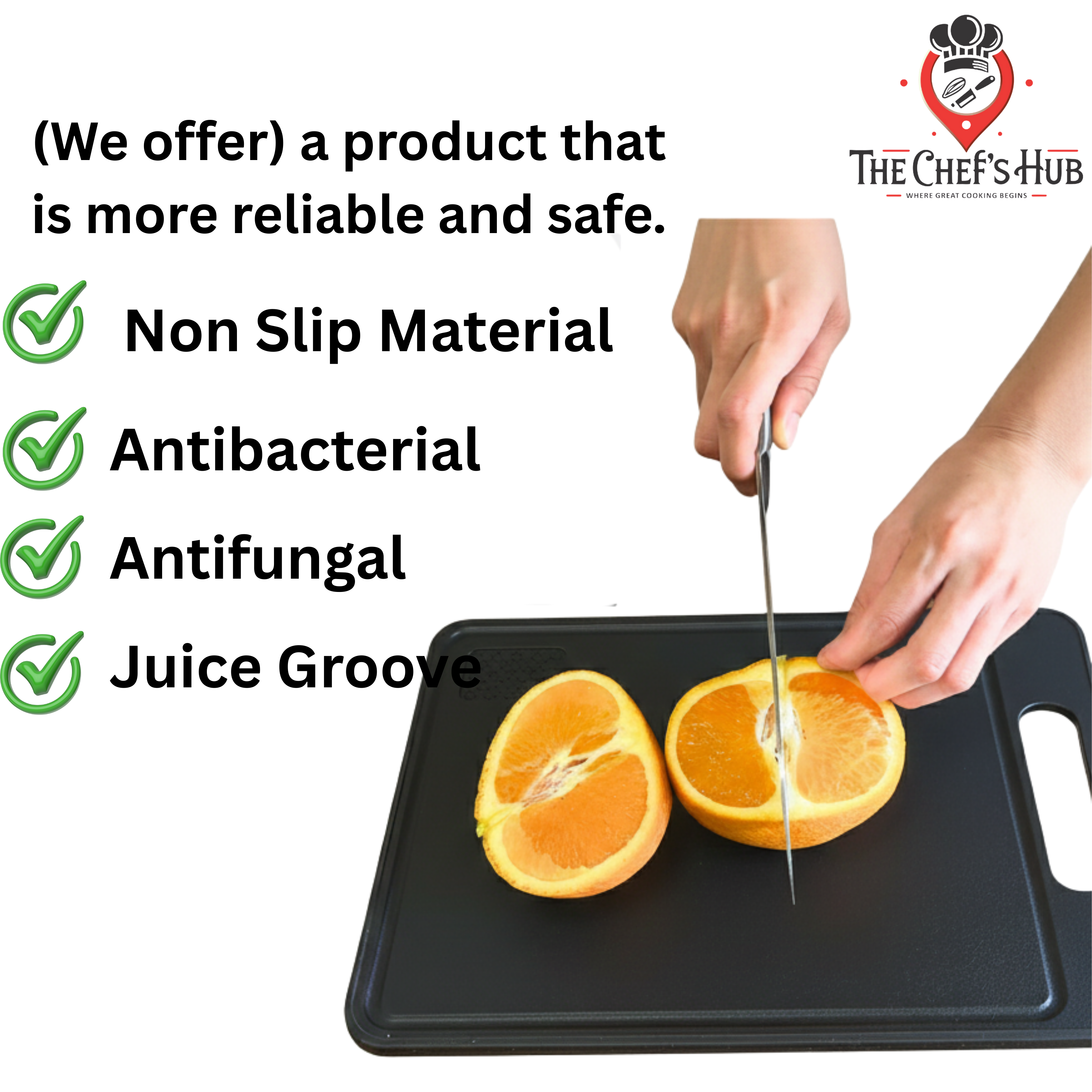 Premium Black Multifunctional Cutting Board – Non-Slip, Double-Sided, Grater Included, Juice Groove, Antibacterial, Dishwasher Safe