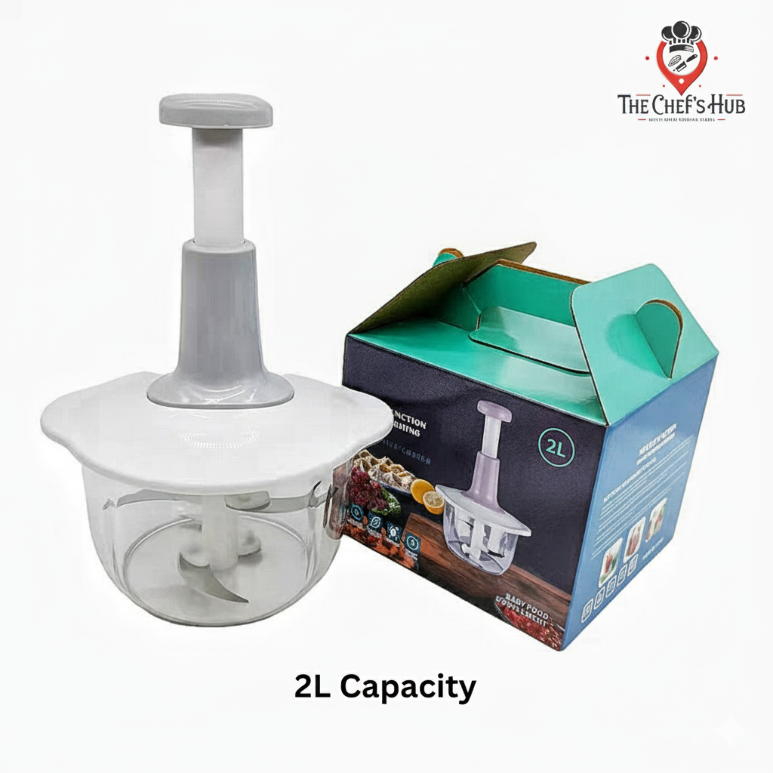 2 Litre Capacity Hand Press Food Chopper-Manual Vegetable Chopper