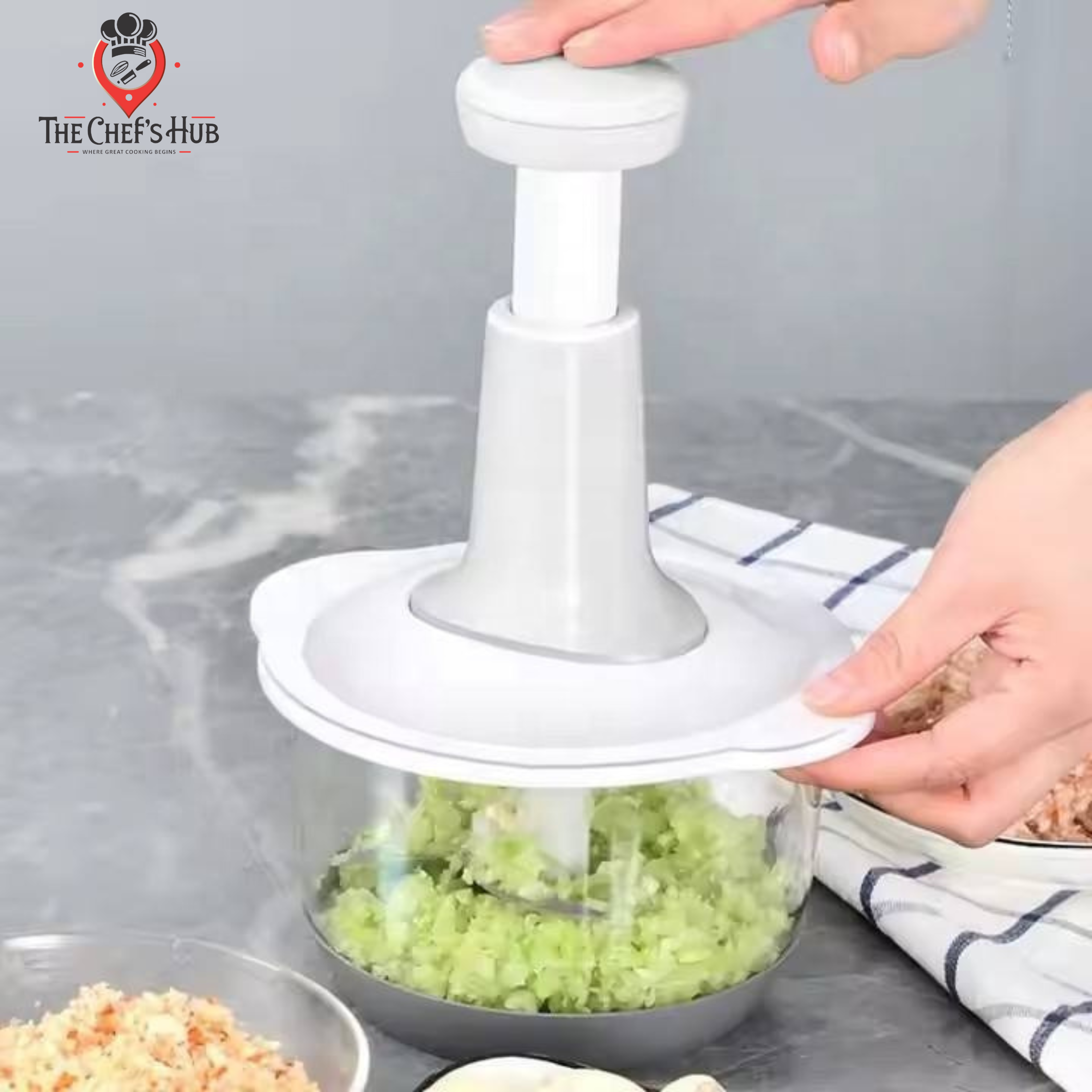 2 Litre Capacity Hand Press Food Chopper-Manual Vegetable Chopper